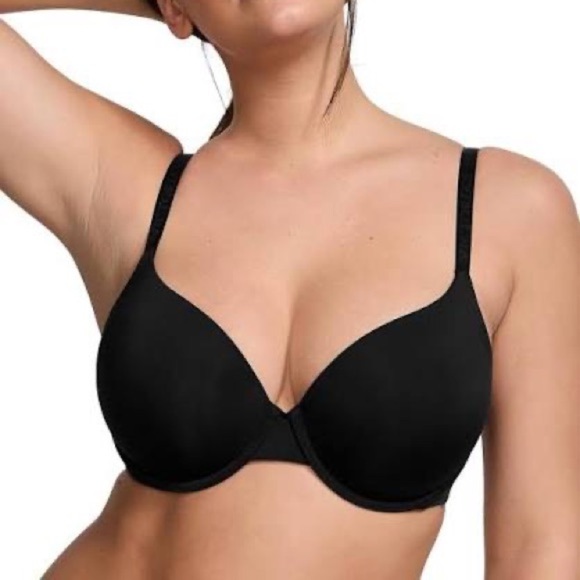Victoria's Secret t-shirt push up Black Bra 36D - Picture 1 of 4